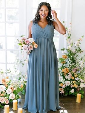 Revelry Blue Chiffon Bridesmaid Dress | 14
